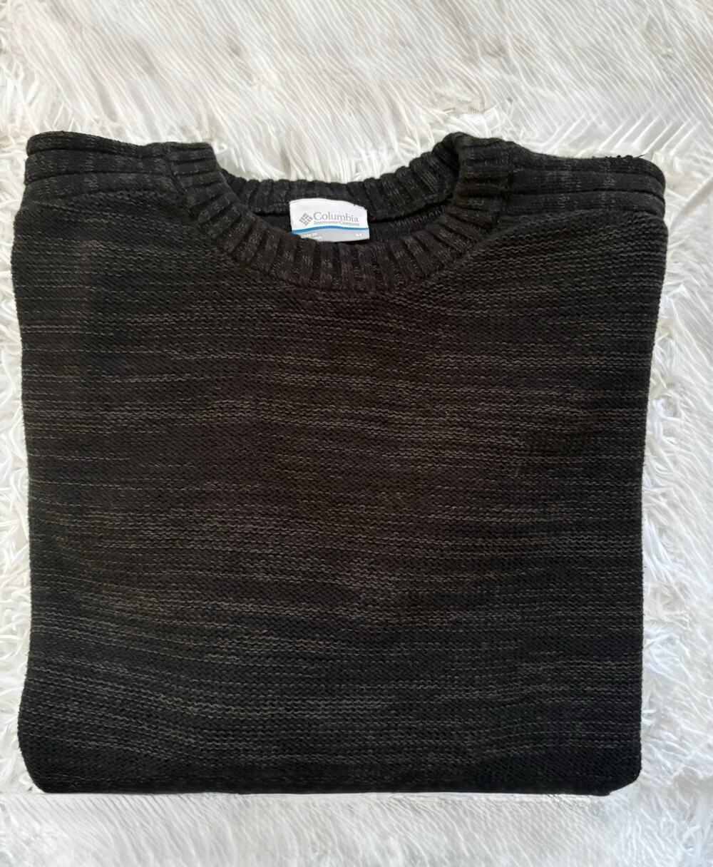 Columbia Men’s M Black/gray Cotton Crewneck Sweater. Great Shape & Quality